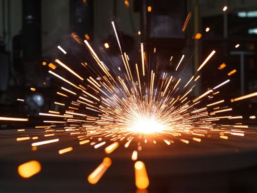 カスタムメタル製作中の溶接スパーク